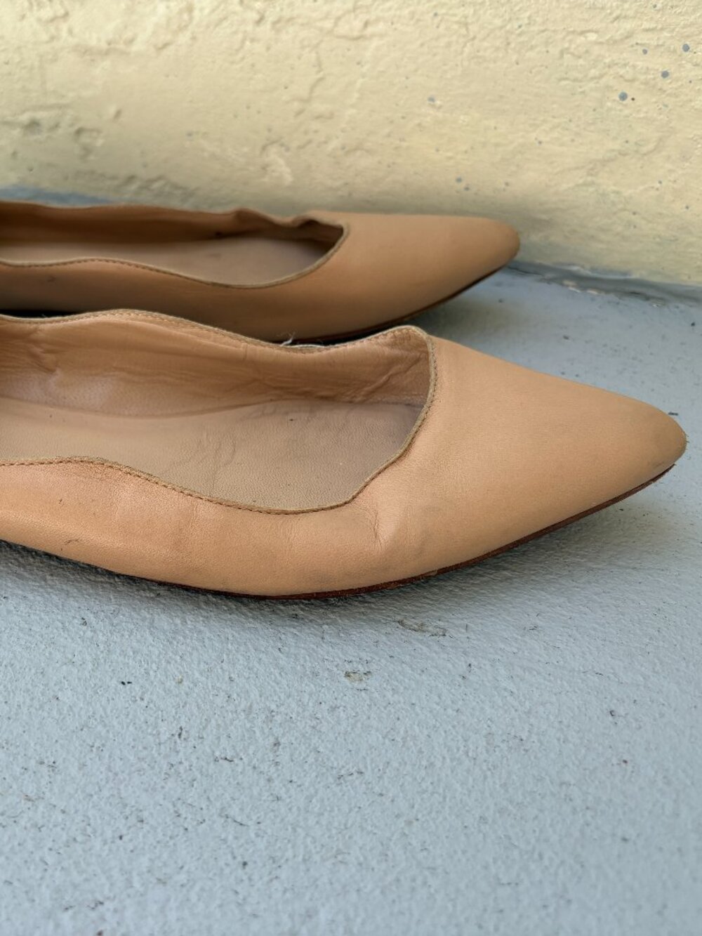Loeffler Randall Nude Beige Leather Pointed Toe Ballet Flats Size 10 - Picture 3 of 13